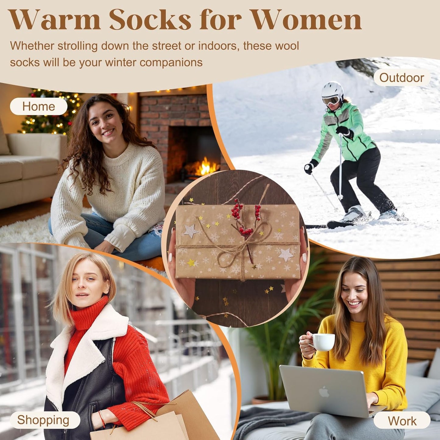 5 Pairs Women's Solid Mid-calf Socks