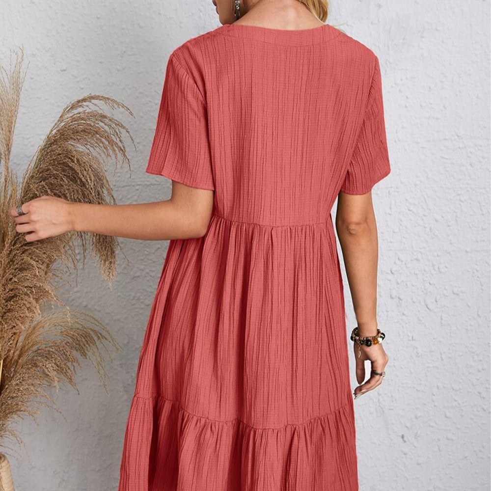 šThis Season's Summer Picksā³Retro V-neck Loose Casual DressāØ
