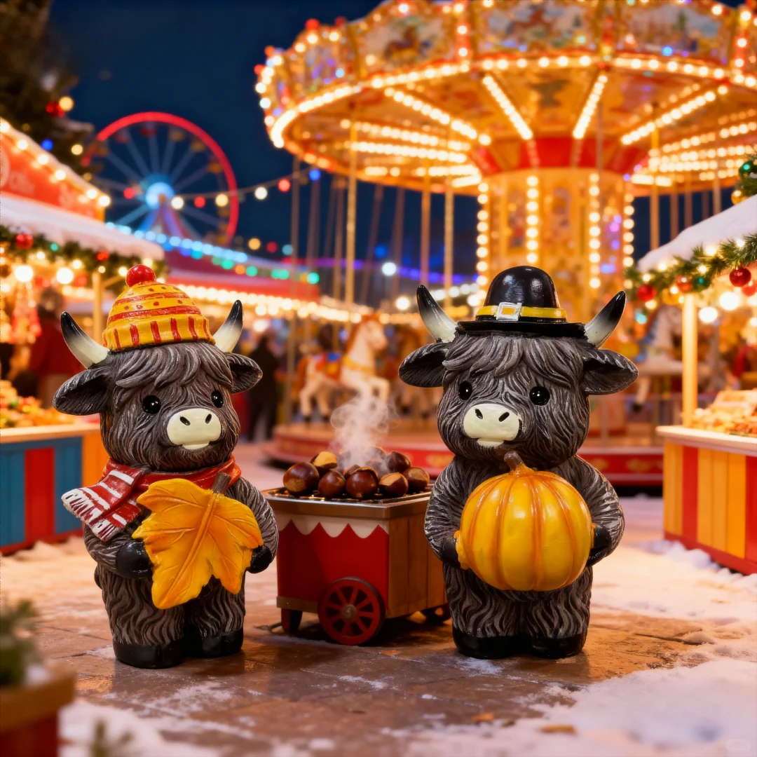 🎄Highland Cow Holiday Series – Fun Resin Figurine for Every Celebration!