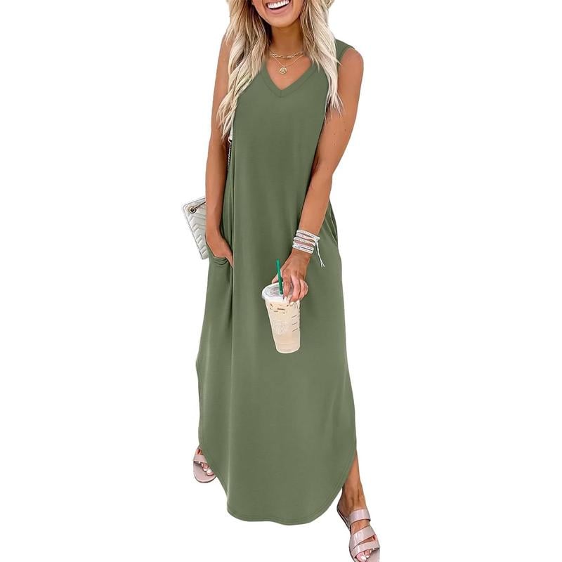 Summer Dresses Maxi Dress Vacation Beach Sundresses 2025 with Pockets