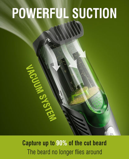 Built-in Vacuum Trimmer for Mustache, Sideburns, Facial Hair, Rechargeable, IPX6 Waterproof, 2 Comb, Comfort face 2in1 Electric Razor rechargeable men 2025 ornament