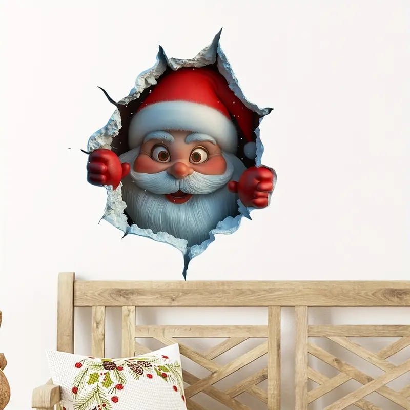 "Santa's Breaking In!" Christmas Wall Sticker 🎅 Funny Holiday Decor for Home 🎄