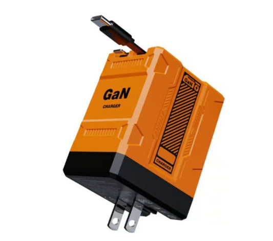 2-in-1 GaN PD3.0  Charger with Retractable Cables(Plug specifications: US standard plug)