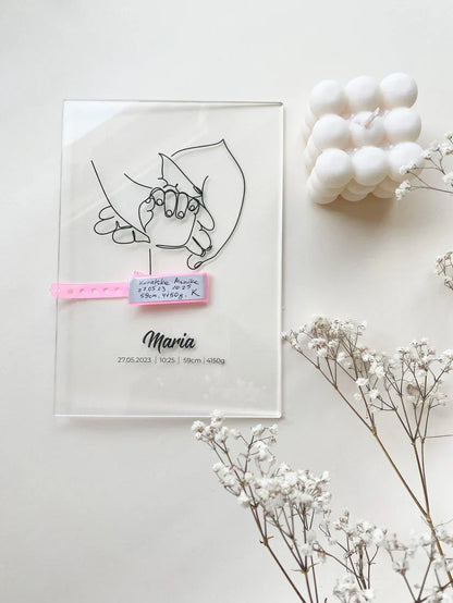 Personalized Plaque With a Hospital Armband and 'Ale Radość' Notes