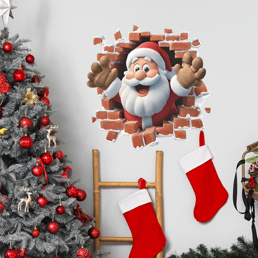 "Santa's Breaking In!" Christmas Wall Sticker 🎅 Funny Holiday Decor for Home 🎄