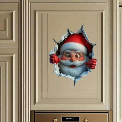 "Santa's Breaking In!" Christmas Wall Sticker 🎅 Funny Holiday Decor for Home 🎄
