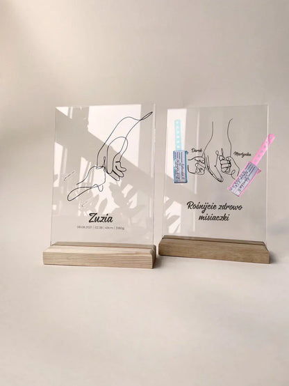 Personalized Plaque With a Hospital Armband and 'Ale Radość' Notes